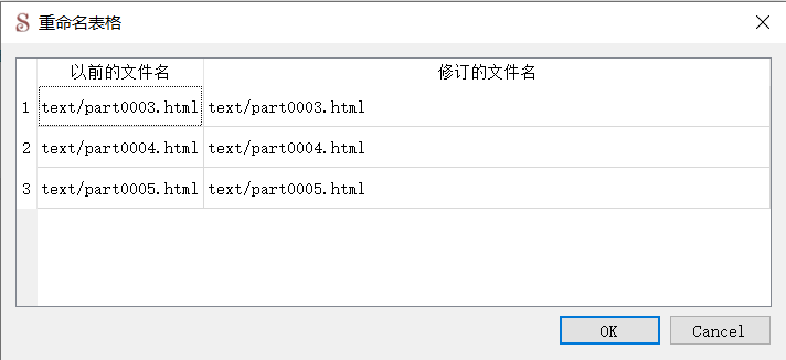 Dialog showing results of Regular Expression Renamer.