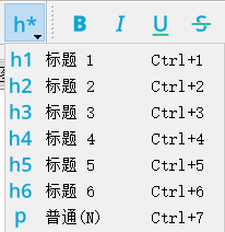 Heading toolbar menu.