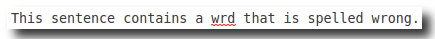 Red squiggly line used to mark misspelled words.